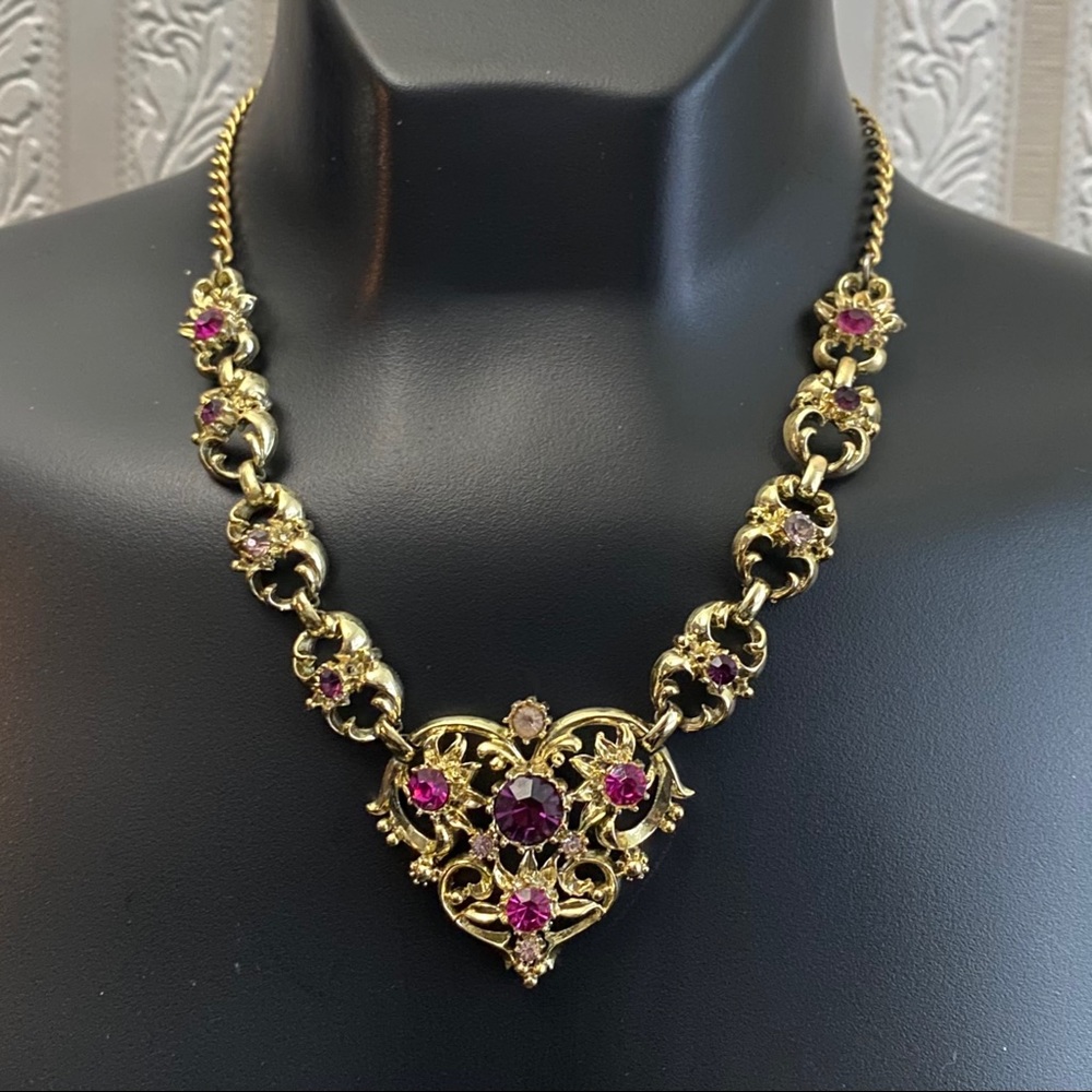 💕Vintage 1940 Coro Amethyst Necklace Signed